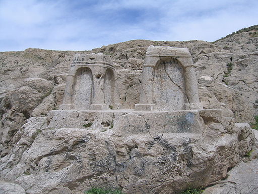 Two ossuaries near Naqsh-e Rostam, Fars, Iran. They were previously (< 1971) thought to be fire altars. photo by Arash Zeini