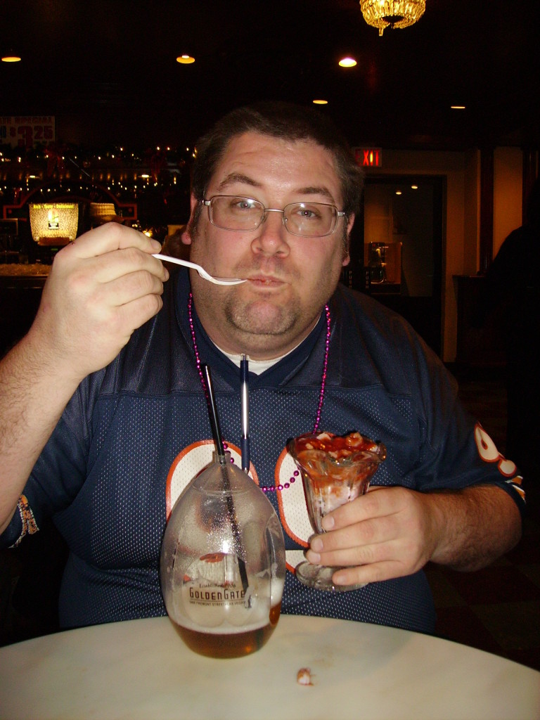 Christmas in Vegas 2006 throwing down some shrimp cocktail.